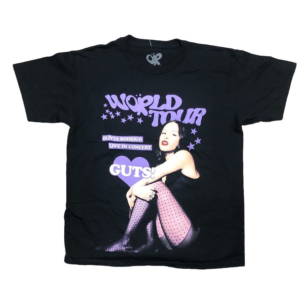 Olivia Rodrigo T Shirt Youth L Black  Guts World Tour Hot Topic NEW